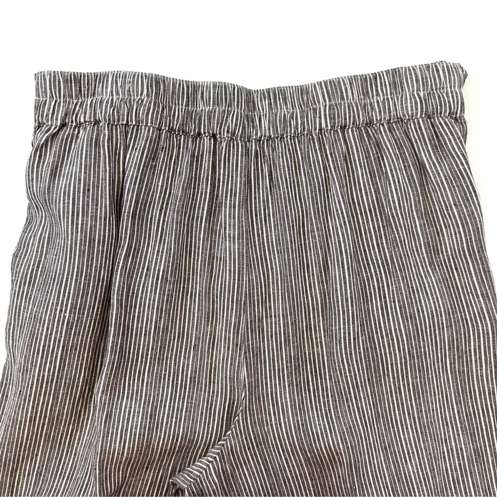 Anthropologie linen wide leg pant Large stripe brown white tie front Lagenlook - Picture 9 of 10